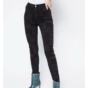 Le High Skinny Laser Patchwork in Noir Multi frame jeans
